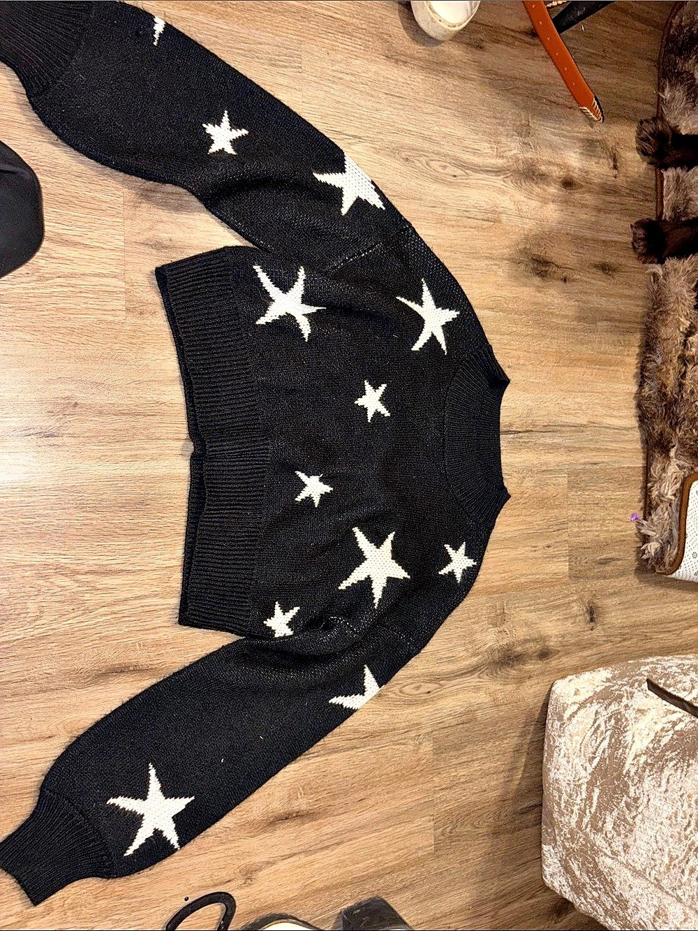 Peach Love Star Pattern Cardigan in Black & White Like New